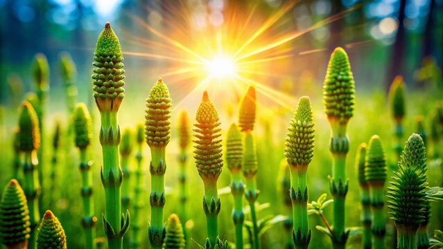 Spring Equinox: Horsetail Budding Double Exposure Photography
