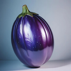 A Purple Eggplant With Shiny Outer Skin