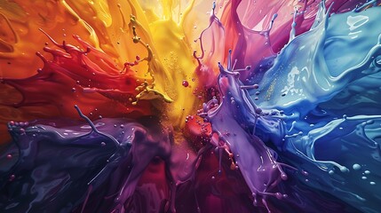 A dynamic abstract splash of colors, with a mockup at the center of the wall. full ultra hd, high resolution