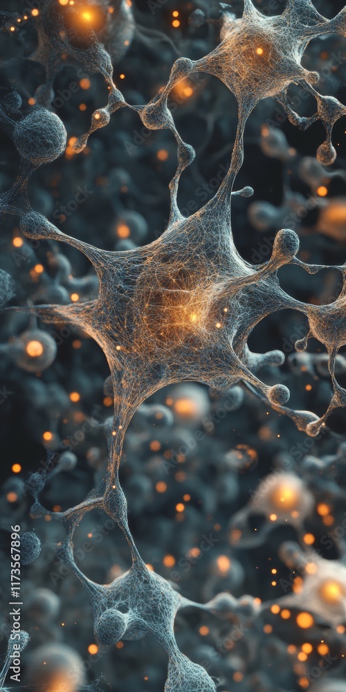 Poster immerse in a surreal digital visualization showcasing connected nodes and pulsing energy, reflecting