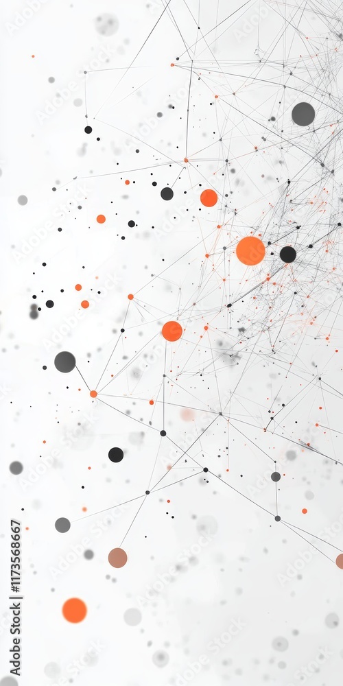 Poster abstract data visualization with colorful points and lines in space for enhanced information represe