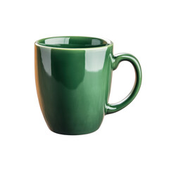 Dark green ceramic mug is perfect for coffee. Bright and colorful mug perfect for your favorite hot drinks. Isolated on transparent background, png