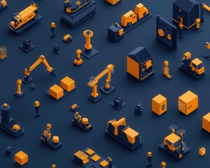 Illustration of AI automating supply chain and procurement processes through ERP software, smart technology enhancing business flow