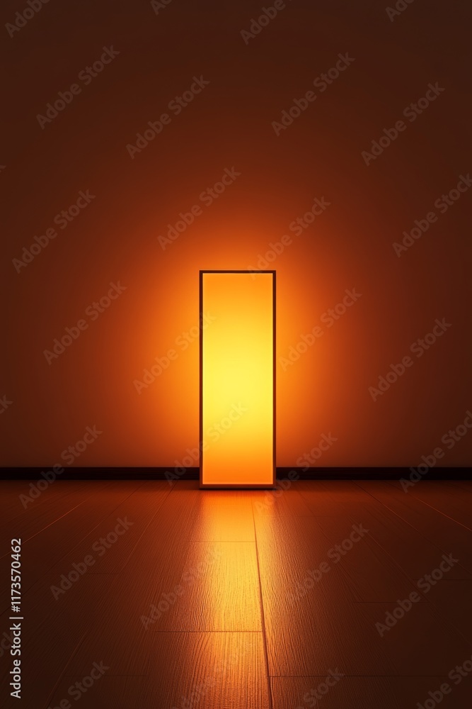 Poster this simple glowing illumination features a topaz glow effect in a minimalist space, creating a warm