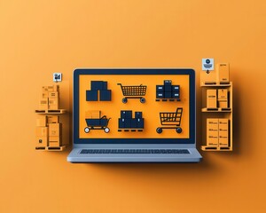 Illustration of AI automating supply chain and procurement processes through ERP software, smart technology enhancing business flow