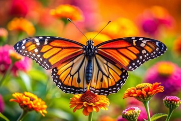 Fototapeta premium Stunning Monarch Butterfly on Vibrant Flower, Copy Space Left