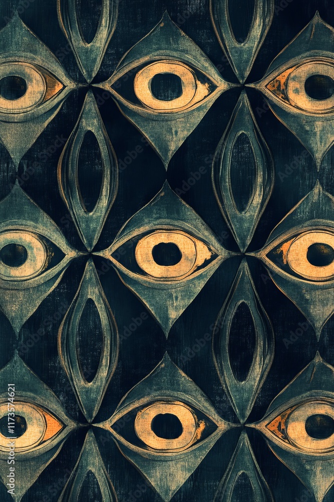 Aufkleber pattern of eyes in various sizes and shapes, with some of them being larger than others