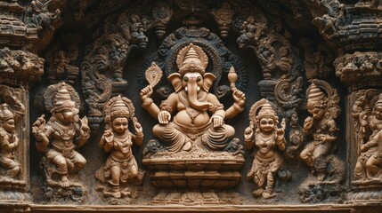 Fototapeta premium Parvati sculpting Lord Ganesha from sandalwood paste