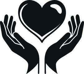Fototapeta premium Two hands forming a heart shape silhouette in a vector illustration