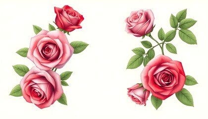 Naklejka premium Elegant Pink and Red Rose Arrangement for Design Projects