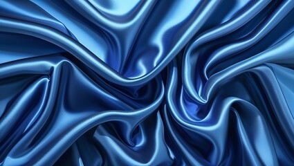 Obraz premium Abstract Blue Background with Silk Satin Fabric Texture: Lush Flowing Design Featuring Smooth, Elegant Tones and a Rich, Glossy Finish for Modern Artistic Appeal