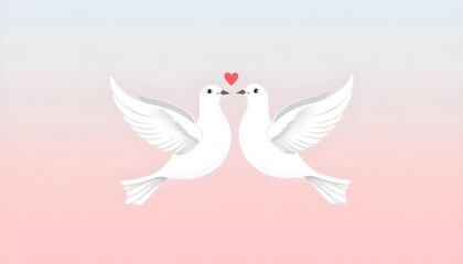 Obraz premium Two White Doves in Flight, Symbol of Love and Peace