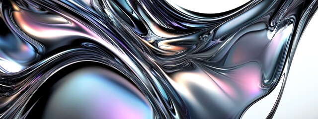 Liquid metal surface, flowing chrome waves, abstract metallic texture, sleek futuristic design, high contrast reflections, smooth silvery curves, dynamic fluid motion, glossy aluminum aesthetic, sci-f