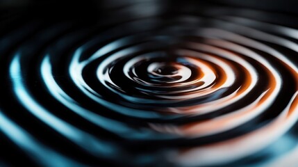 This abstract image captures the ripple effect in water, showcasing fluid motion and creating a sense of tranquility and continual transformation in nature.