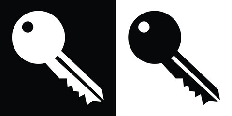 Key icons. Key icons for house and car. Lock or unlock sign isolated on black and white background. Password icon. Vector illustration. EPS 10