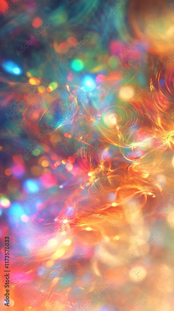 Poster a mesmerizing abstract image featuring colorful bokeh lights and swirling patterns, creating a dream