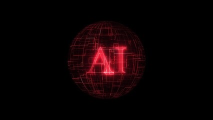 AI technology orb rotated red color