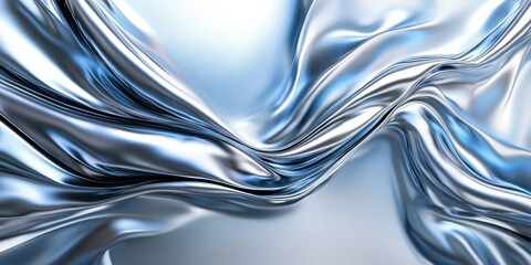 Obraz premium Abstract liquid metal, swirling silver surface, dynamic fluid motion, high contrast, metallic sheen, rippling waves, chrome-like texture, macro photography, surreal reflection, liquid mercury, flowing