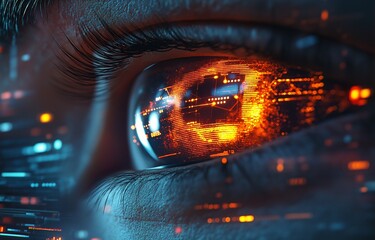 Data visualisation components and a luminous UI with a futuristic eye