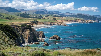 Fototapeta premium Stunning Coastal Cliffs and Ocean Vista in California