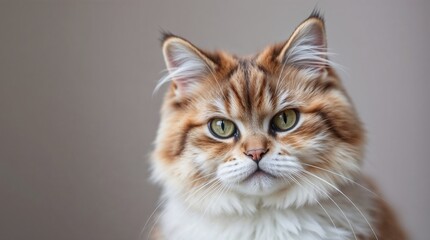 Obraz premium Persian Cat with Flat Face and Fluffy Coat Sitting Calmly