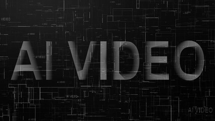 AI video text technology data line black white color