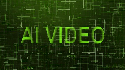 AI video text technology data line green color