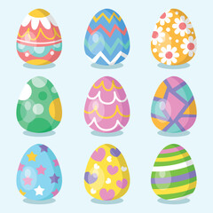 Set of flat easter day egg vector collection