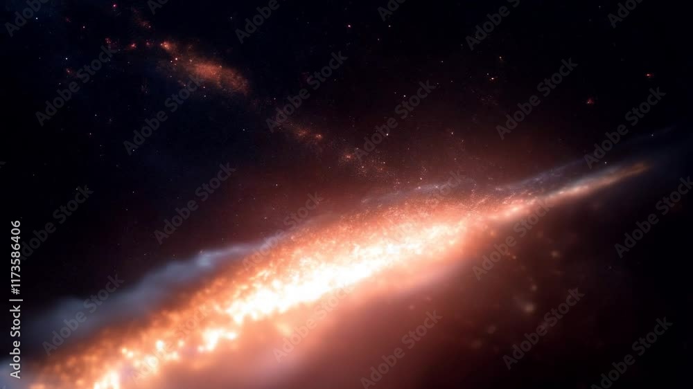 Poster stunning cosmic scene vibrant galaxy with glowing stars and nebulae, exploring depths of universe an