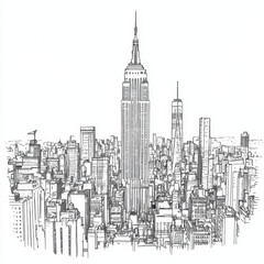 New York City Skyline Coloring Page for Creativity