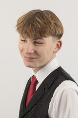 Teenage boy wearing a suit
