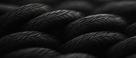 A close up of a bunch of black tires