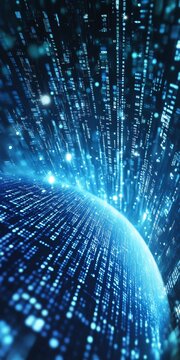 Futuristic Abstract Data Stream Representing Global Connectivity and Technological Advancement in Space