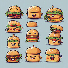 cute burger character illustration