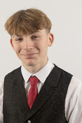 Teenage boy wearing a suit