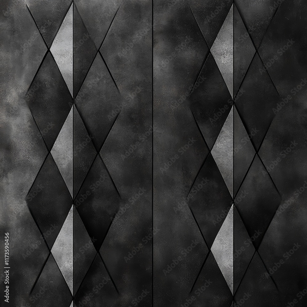 Poster dark geometric abstract art featuring diamond patterns on a textured background, perfect for modern 
