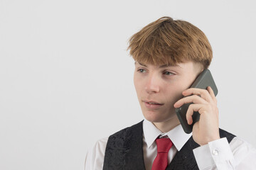 Teenage boy wearing a suit