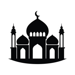 Mosque silhouette icon logo template. masjid silhouette with miner. 