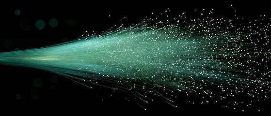 Performance concept for fibre optics. A captivating visual effect is produced by pulsating green fibre optic nodes.