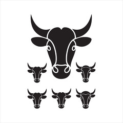 Head of a Cow (Calf), vector icon (sign, pictogram). Flat, detailed. Cows Logo Pictures. Head Of Cattle Vector Art Illustration
