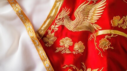 Vibrant Red Festival Robes with Gold Embroidery