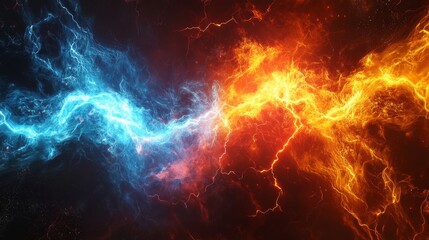 Fototapeta premium Electrifying fire and ice lightning design in abstract style