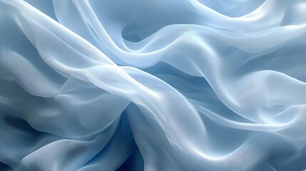 Obraz premium Light blue fabric, soft waves, textile texture background, design element.