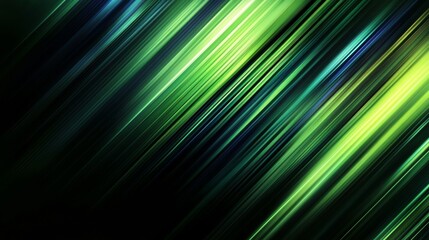 Modern gradient abstract green and black light trails with slanted, blurry parallel stripes on a textured background