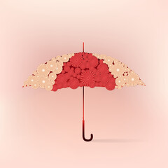 Chinese New Year template background with umbrella and fan decoration