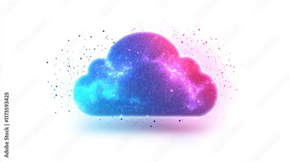 Poster this vibrant cosmic cloud features a blend of sparkling colors and ethereal elements, creating a dre