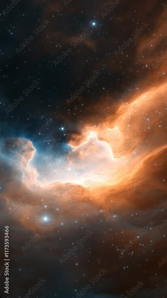 Poster vertical video of stunning cosmic nebula and vibrant stars mesmerizing journey through celestial bea