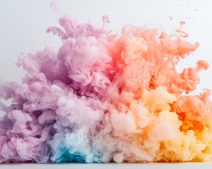 Fototapeta premium Abstract Colorful Ink Swirls Pastel Pink Orange and Blue Paint Explosion