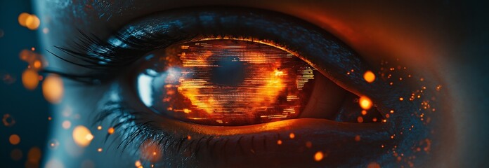 Data visualisation components and a luminous UI with a futuristic eye