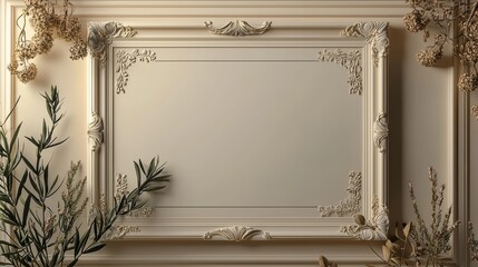 Obraz premium Elegant Ornate Frame with Dried Flowers and Greenery